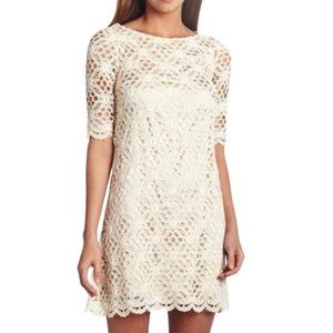 Jax Crochet Cream Shift Dress Sz 12